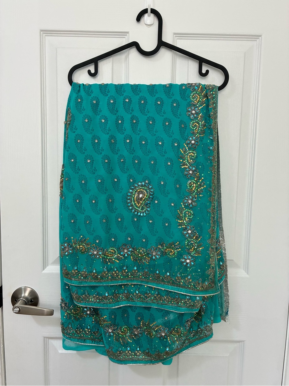 Embellished Teal Women’s Saree